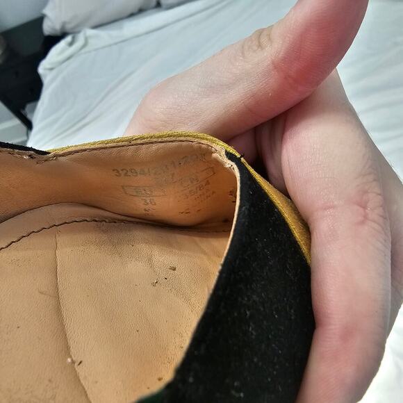 Zara Suede Colorblock Yellow Black Green Pointed Toe Flats Size 36 - Picture 4 of 5